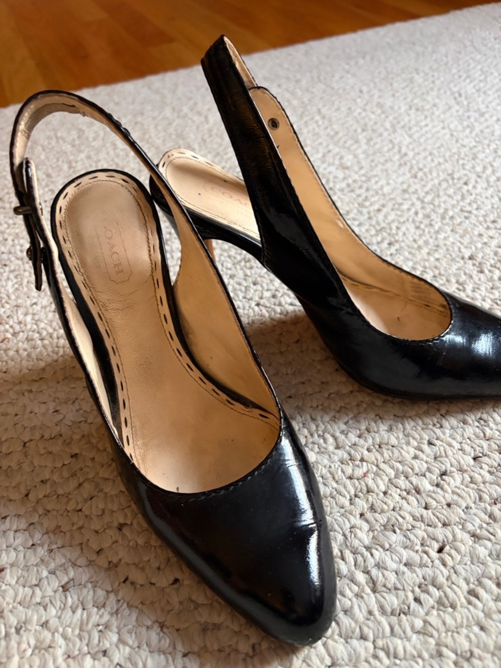 Coach Black Patent Slingback Pumps - Elegant Women's Heels 7